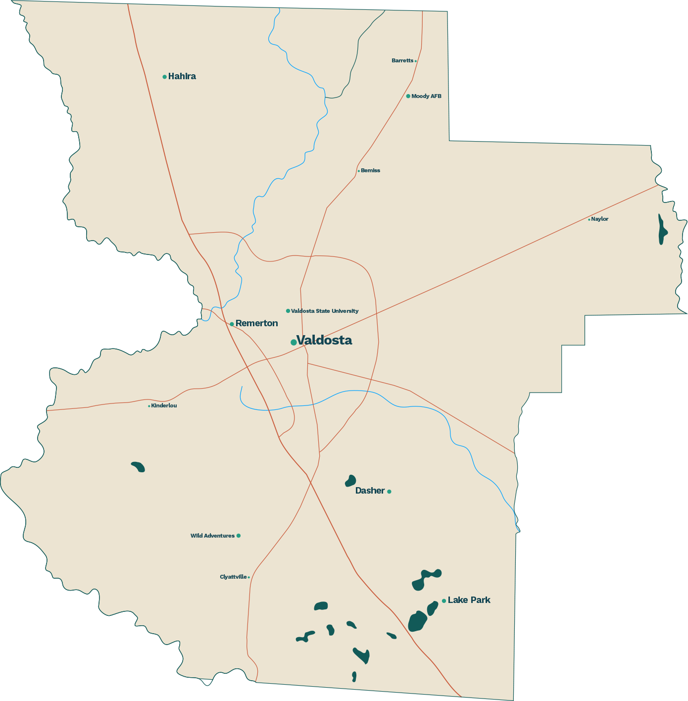 Map of Lowndes County